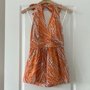 Plenty by TRACY REESE Halter Top w Pleated Empire Waist, Decorative Back Zipper